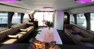 Motoryacht P120 Interior 24 meters 35 people tour capacity 30 people dinner capacity best rental yacht prices with Premionly in Istanbul.