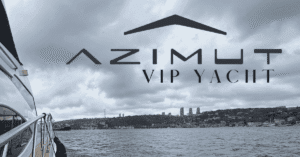 Azimut 55 P149 yacht side view on the Bosphorus, Istanbul